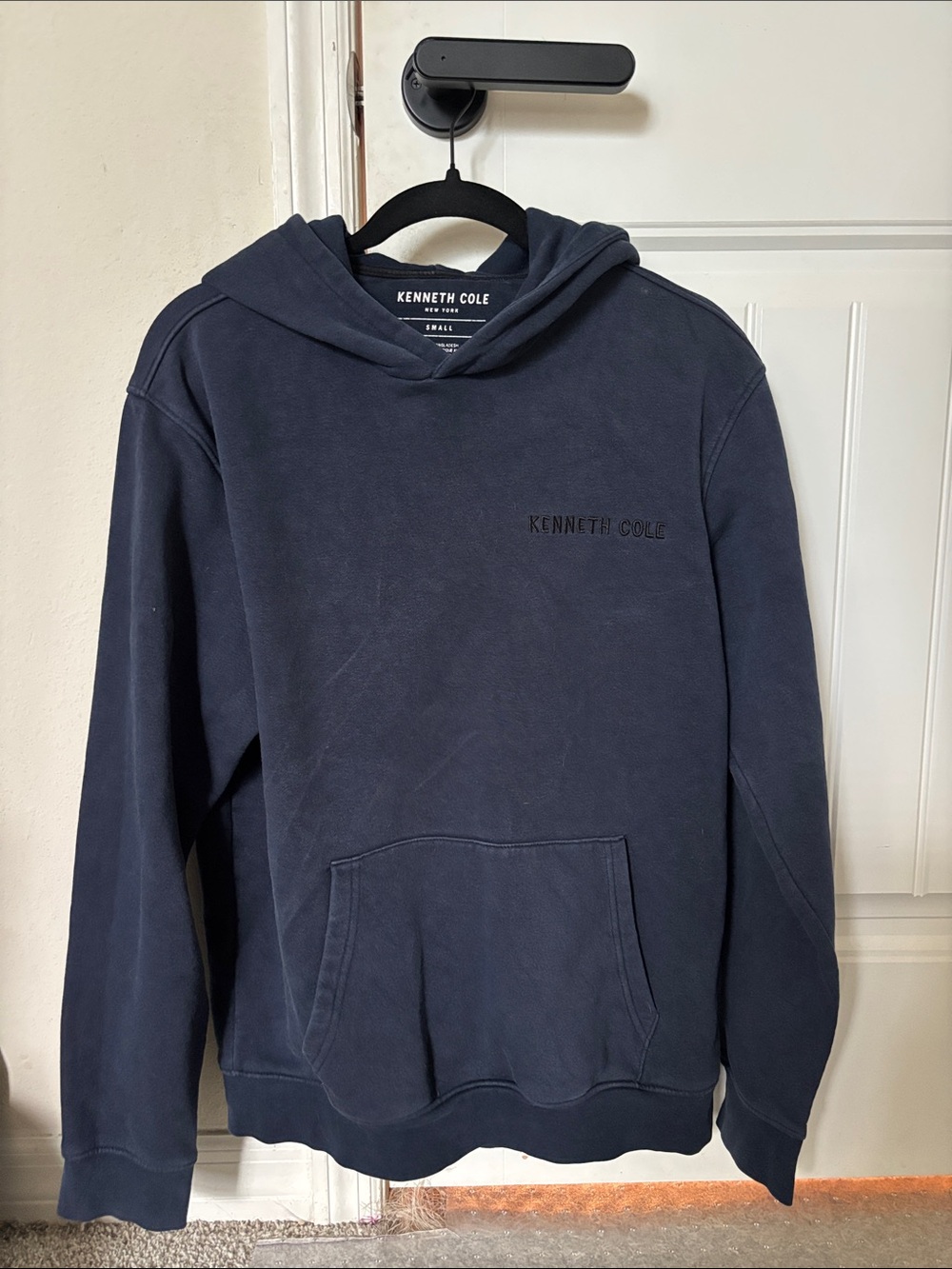 Kenneth Cole Navy Crewneck Hoodie with Subtle Logo